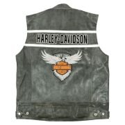 Harley Davidson Men’s Genuine Leather Black Biker Vest Leather Vest Motorcycle Motocollection
