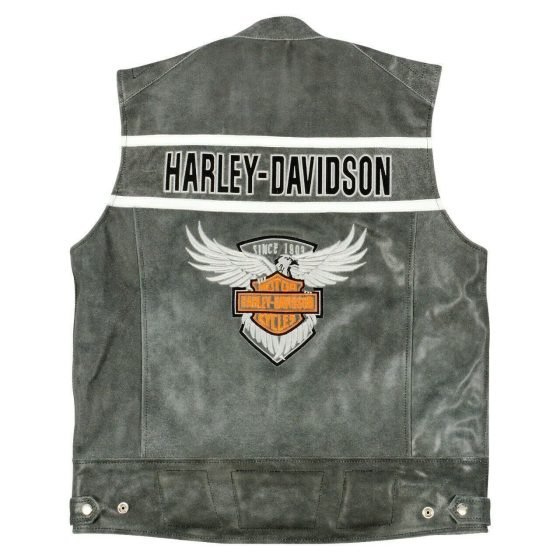 Harley Davidson Men’s Genuine Leather Black Biker Vest Leather Vest Motorcycle Motocollection