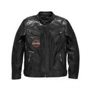 Harley Davidson Men Embroidery Eagle Design Natural Leather Jacket
