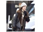 Women's Real Shearing Aviator Moto Jacket Thick Lined Fur Winter Shearling Coat Leather Jacket