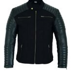 Mens Leather Casual Biker Jacket Coat Soft Suede with Real Leather Combination Motorcycle Genuine Biker Style
