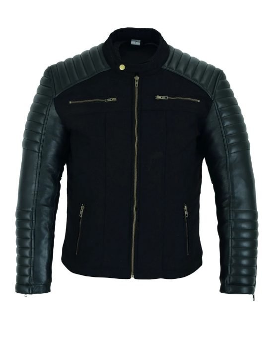 Mens Leather Casual Biker Jacket Coat Soft Suede with Real Leather Combination Motorcycle Genuine Biker Style