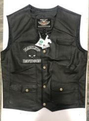 Premium Vest HD Reflective Skull Vest Men's Harley Motorcycle Cowhide Leather motocollection