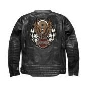 Harley Davidson Men Embroidery Eagle Design Natural Leather Jacket - Image 3