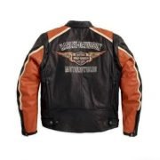 Harley Davidson Mens Orange Stripe Classic Cruiser Winged Leather Jacket Motocollection