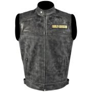 Harley Davidson Men's Genuine Leather Black Biker Vest Leather Vest Motorcycle - Image 3