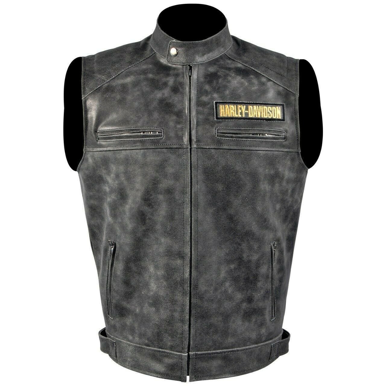 2-44.jpg Harley Davidson Men's Genuine Leather Black Biker Vest Leather Vest Motorcycle - Image 3