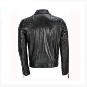 Men's Black Sheep Leather Vintage Style Biker Fashion Casual Leather Jacket - Image 3