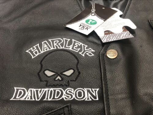 3-32.jpg Premium Vest HD Reflective Skull Vest Men's Harley Motorcycle Cowhide Leather - Image 4