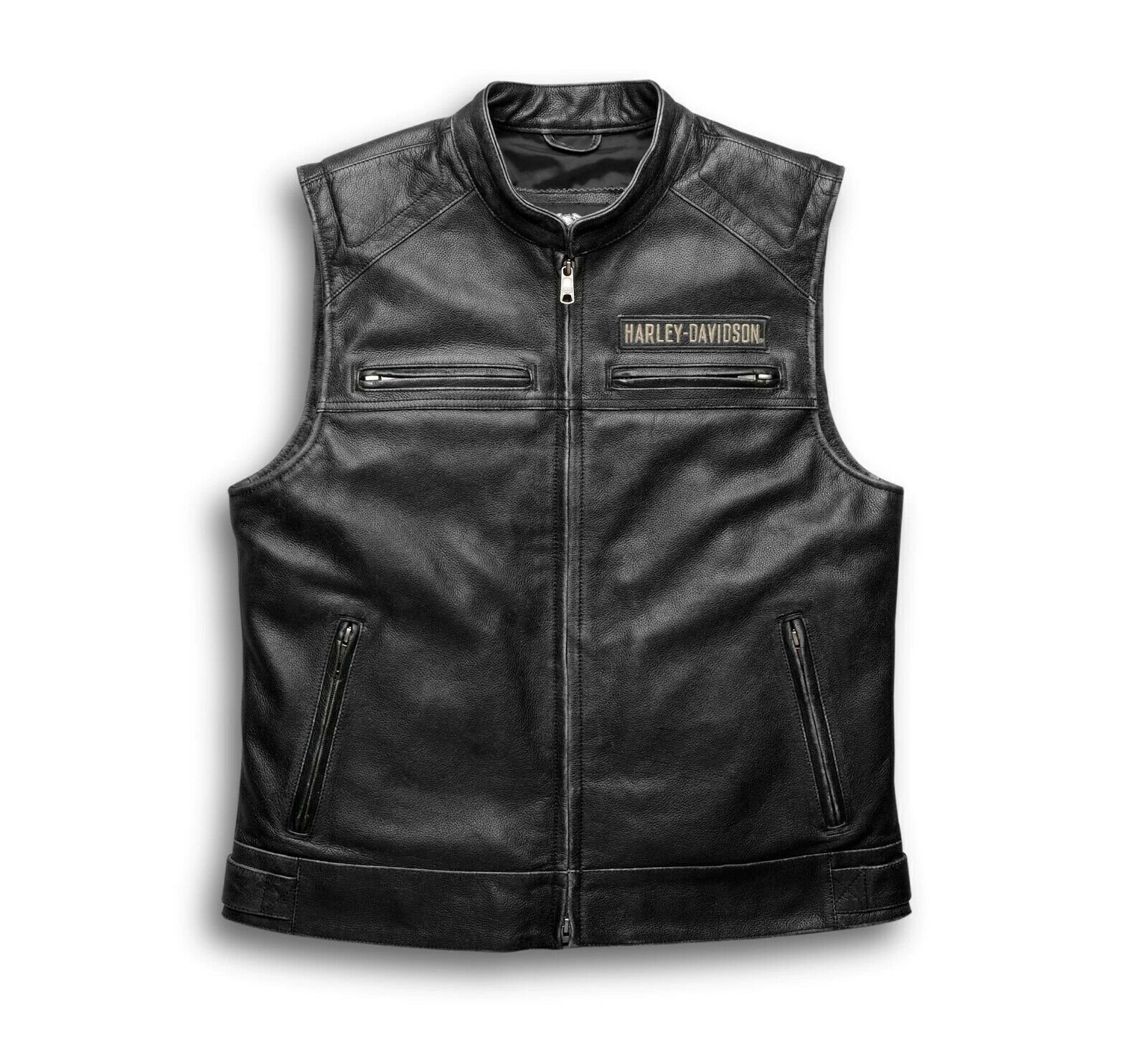 Harley Davidson Men’s Genuine Leather Black Back Logo Moto Cafe Biker Leather Vest Harley Davidson Men’s Genuine Leather Black Back Logo Moto Cafe Biker Leather Vest Motocollection