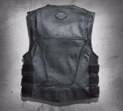 Men Swat II Genuine Leather Zippered Harley Davidson Biker Cafe Racer Black Vest Motocollection