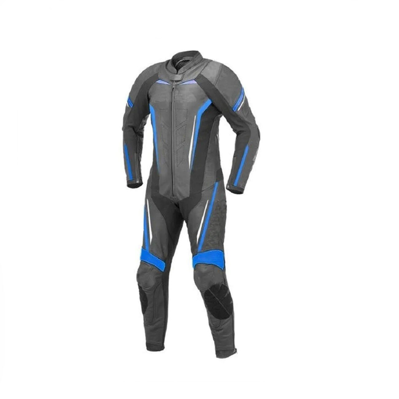 1-232.jpg Kawasaki MotoGP Racing Motorbike Leather Suit - Black And Blue - Image 1