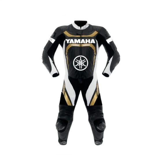 Golden Yamaha Motorcycle Racing Style Leather MotoGP Suit