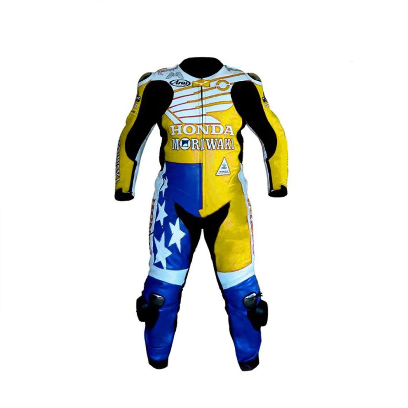 1-257.jpg American Honda Moriwaki Motorcycle Racing Leather Suit - MotoGP Yellow - Image 1