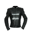 Kawasaki Black Racing Motorcycle Leather Jacket Ce Approved