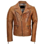 man tan sheepskin leather jacket