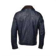 Detachable Collar Bomber Style Leather Jacket - Image 3