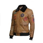Men's Leather Jacket Genuine Lamb Skin with Detachable Collar - Image 4