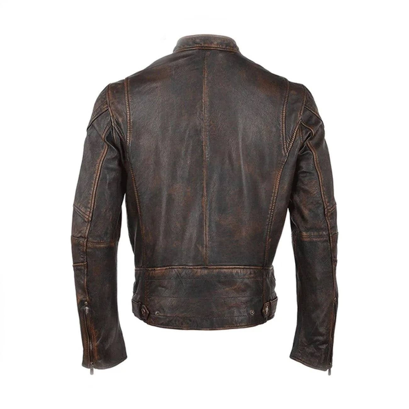 Brown Antique 3 Pockets Style Leather Jacket1 Brown Antique 3 Pockets Style Leather Jacket - Image 2