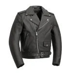 Mens Brando Leather Jacket Motorcycle Perfecto Black Cowhide Marlon Biker Jacket