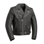 Mens Brando Leather Jacket Motorcycle Perfecto Black Cowhide Marlon Biker Jacket
