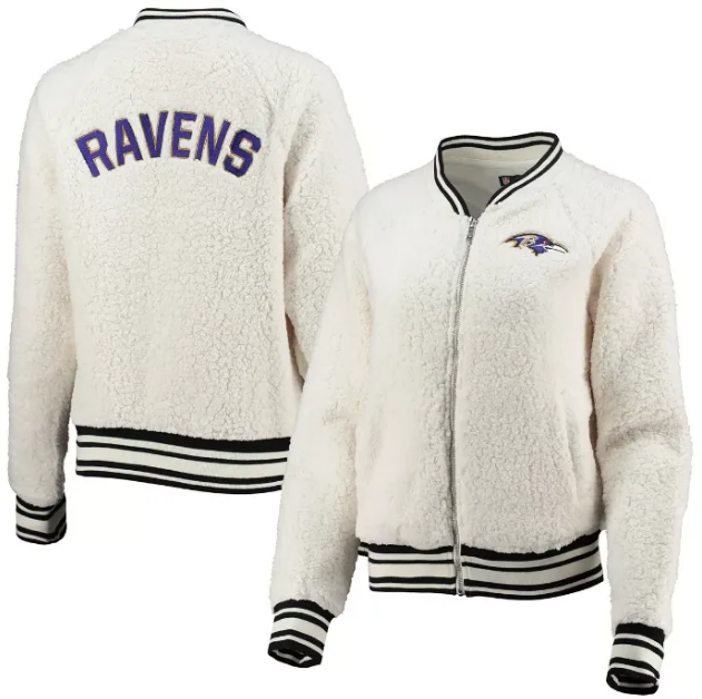 Anselma Baltimore Ravens Cream Sherpa Jacket