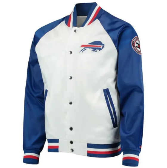 Brandy Buffalo Bills Satin Varsity Bomber Jacket