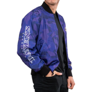 Material: Polyester Inner: Viscose Lining Pockets: Two Side, Two Inner Sleeves: Full Length Hemline: Rib Knitted Design: Bomber Jacket Collar: Rib Knitted Style Cuffs: Rib Knitted Closure: YKK Zipper Color: Blue and Purple