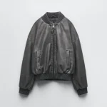 washed effect bomber jacket