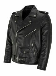 Mens Brando Leather Jacket Motorcycle Perfecto Black Cowhide Marlon Biker Jacket - Image 3