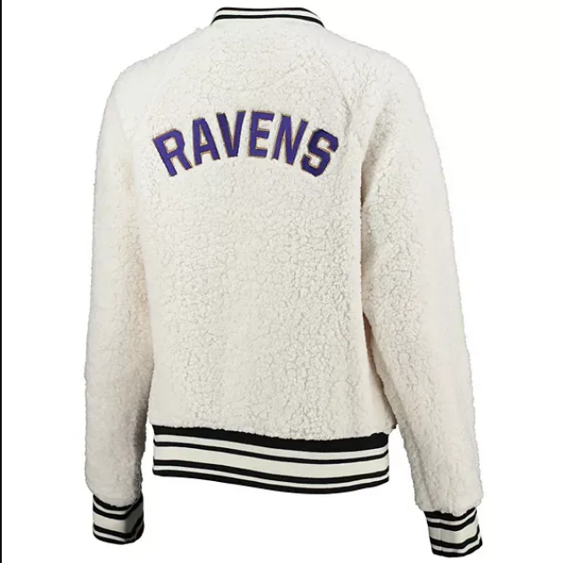 Anselma Baltimore Ravens Cream Sherpa Jacket
