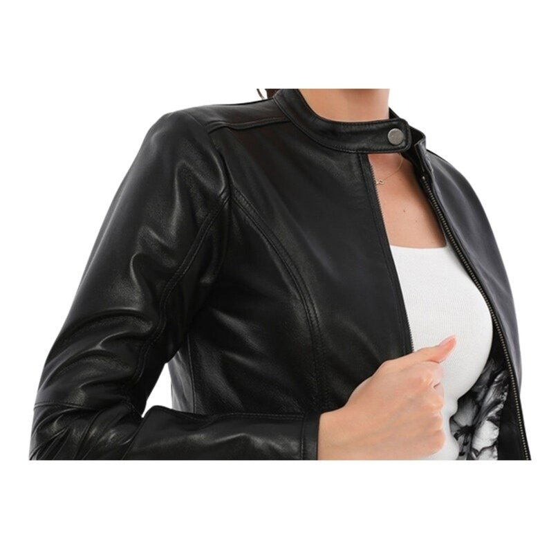 3 Women's Black Leather Jackets for Stylish Outwear - Image 3