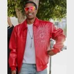 A$AP Rocky Red Bomber Leather Jacket