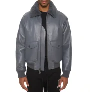 Avirex Classic Grey G-1 Aviator Leather Jacket - Image 6