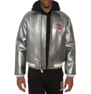 Avirex Pewter Metallic Icon Leather Jacket - Image 4