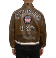 Avirex Vintage Brown Icon Leather Jacket - Image 3