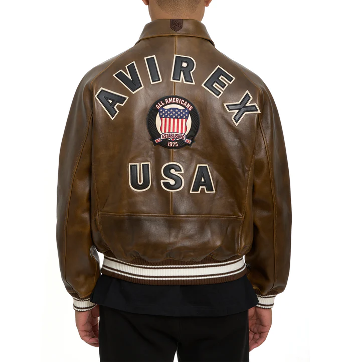 Avirex Vintage Brown Icon Leather Jacket - Image 3