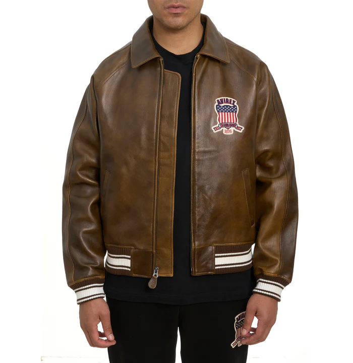 Avirex Vintage Brown Icon Leather Jacket - Image 4