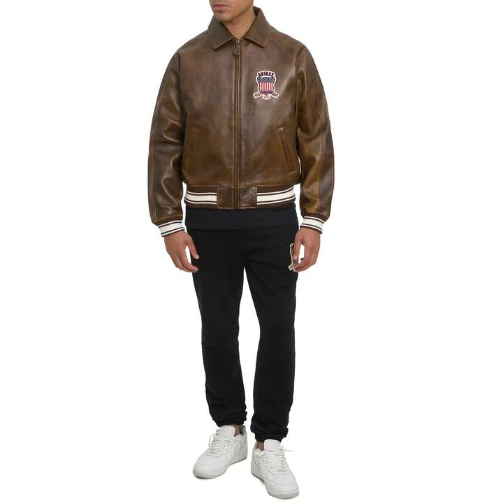 Avirex Vintage Brown Icon Leather Jacket - Image 5