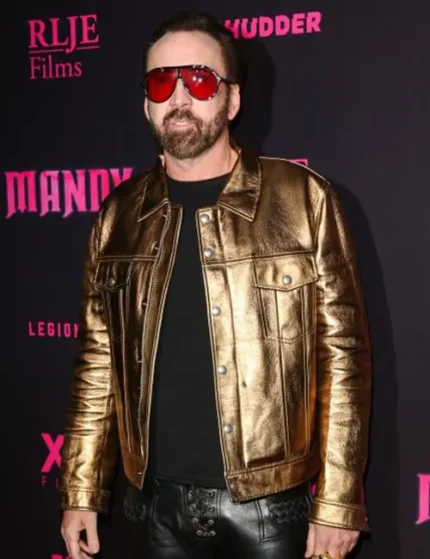 American Actor Nicolas Cage Golden Jacket