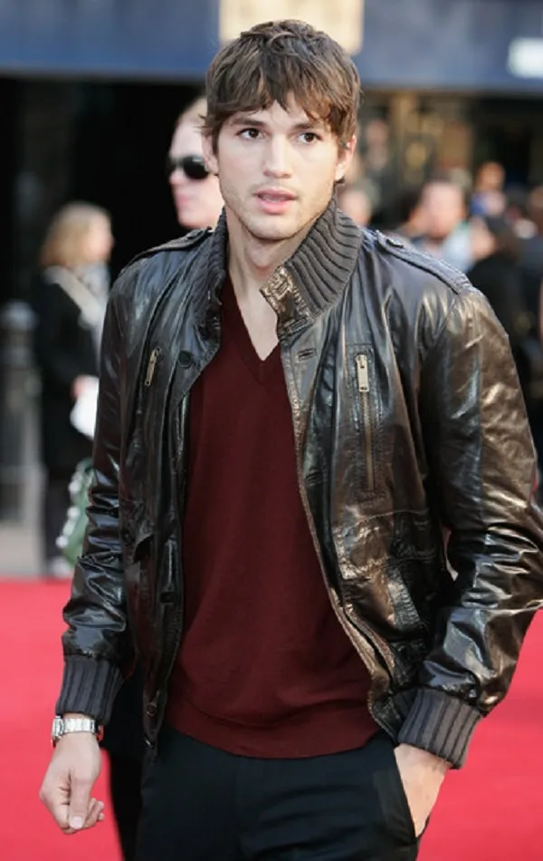 Ashton-Kutcher-Leather-Jacket.webp Ashton Kutcher Bomber Leather Jacket - Image 2
