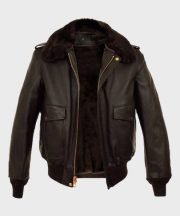 Parker A2 Shearling Brown Bomber Leather Jacket - Image 2