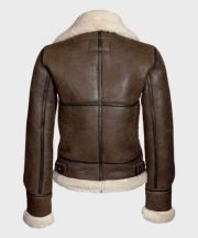 Katie Distressed Brown Shearling Leather Jacket - Image 2