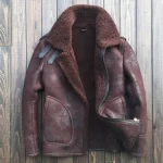 Aaron Burgundy SF Bomber Shearling Jacket
