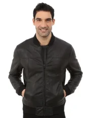 DKNY Leather Bomber Jacket