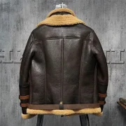 Ronald Double Belted Cuffs Collar Brown Shearling Jacket - Image 2