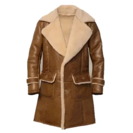 Gregory Flap Pockets Brown Shearling Leather Coat