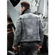 Dustin Grey Black Shearling Fur Trucker Jacket - Image 2