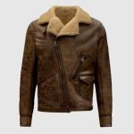 Aquaman Justice League Brown Leather Fur Jacket
