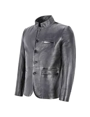 Manny Constantine S01 Grey Leather Jacket - Image 2